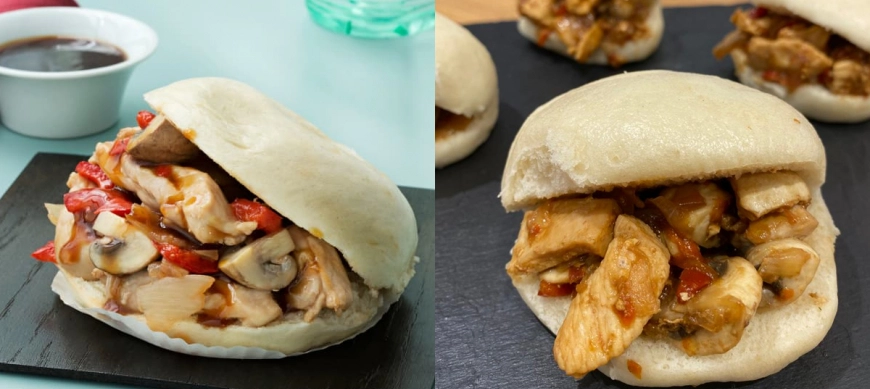 Panes al vapor con pollo teriyaki con THERMOMIX
