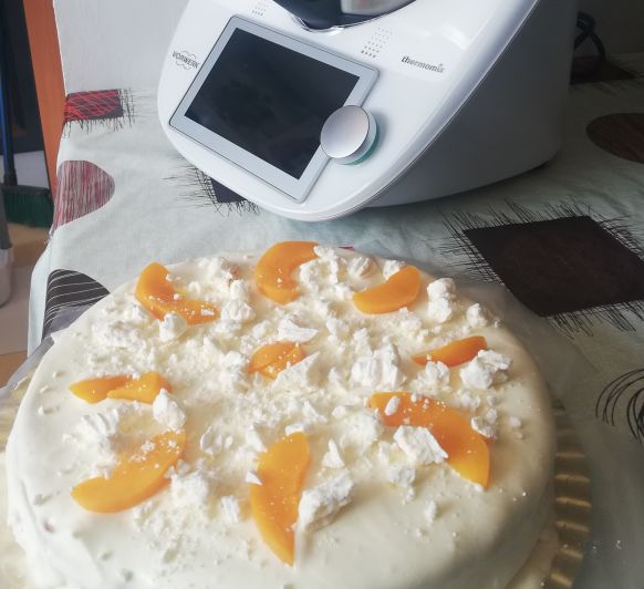 Tarta con merengue y melocotón (Postre chajá) Delegacion Majadahonda