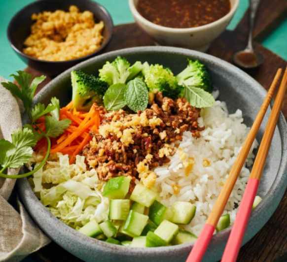 Poke bol de arroz con cerdo y salsa hoisin con Thermomix® desde Majadahonda Madrid