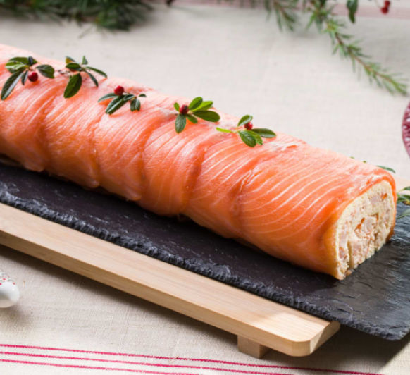 Brazo de gitano de gambas y salmón marinado con Thermomix® -Majadahonda-Madrid